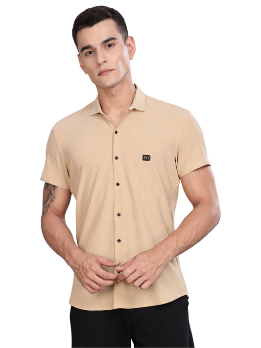 Beige Premium Cotton Blend Casual Shirt – Soft & Breathable Fabric