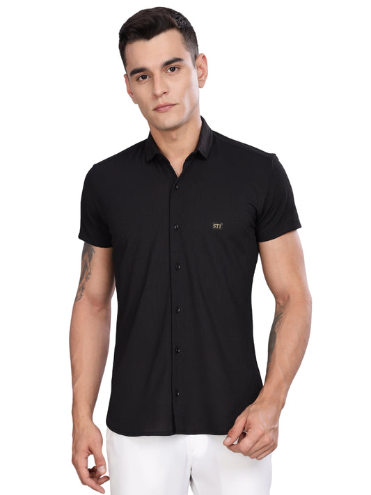 Black Premium Cotton Blend Casual Shirt – Soft & Breathable Fabric