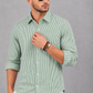Men’s Grey & White Vertical Striped Full Sleeve Casual Shirt