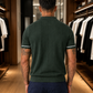 FABRIPPLE Men's Green Textured Knitted Polo T-Shirt