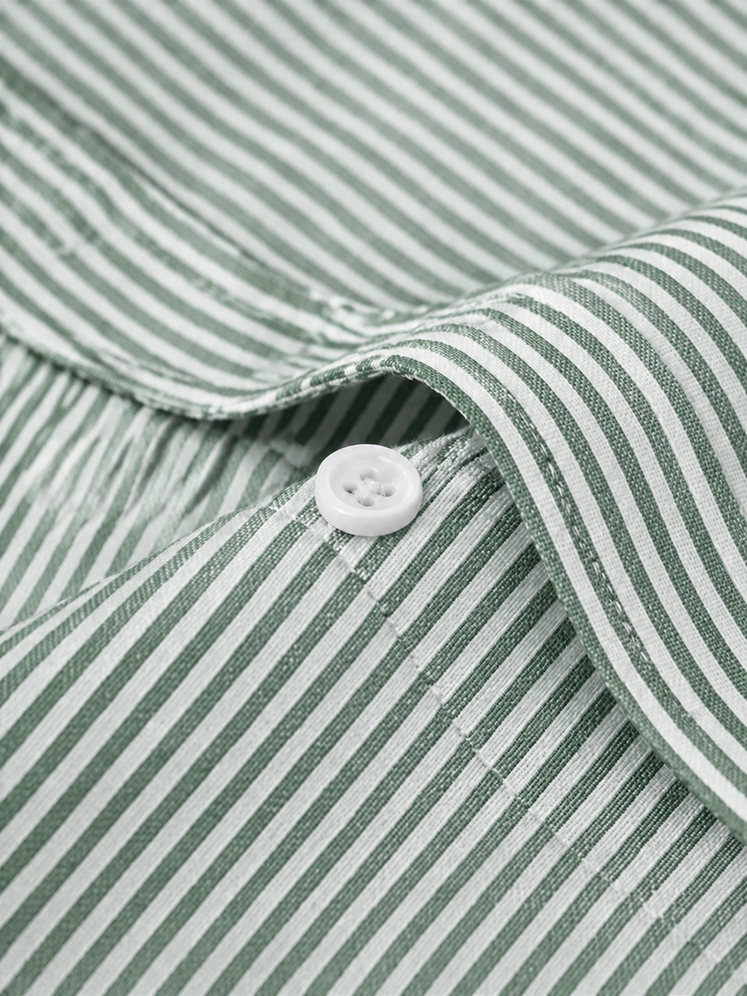 Men’s Green & White Vertical Striped Full Sleeve Casual Shirt