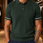 FABRIPPLE Men's Green Textured Knitted Polo T-Shirt