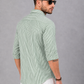 Men’s Green & White Vertical Striped Full Sleeve Casual Shirt
