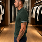 FABRIPPLE Men's Green Textured Knitted Polo T-Shirt