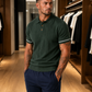 FABRIPPLE Men's Green Textured Knitted Polo T-Shirt