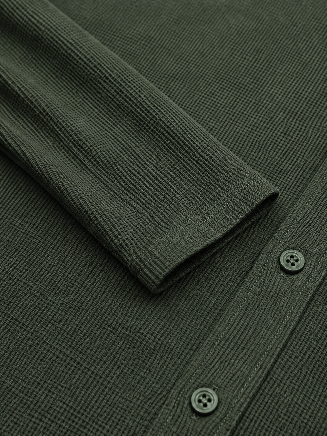 Men’s Textured Henley Full Sleeve Green T-Shirt