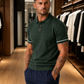 FABRIPPLE Men's Green Textured Knitted Polo T-Shirt