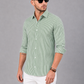 Men’s Green & White Vertical Striped Full Sleeve Casual Shirt
