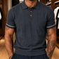 Men's Dark Grey Textured Knitted Polo T-Shirt