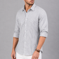 Men’s Grey & White Vertical Striped Full Sleeve Casual Shirt