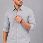 Men’s Light Blue & White Vertical Striped Full Sleeve Casual Shirt