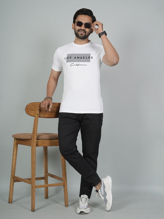 Men’s White Los Angeles Printed Textured T-Shirt