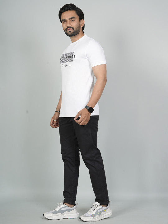 Men’s White Los Angeles Printed Textured T-Shirt