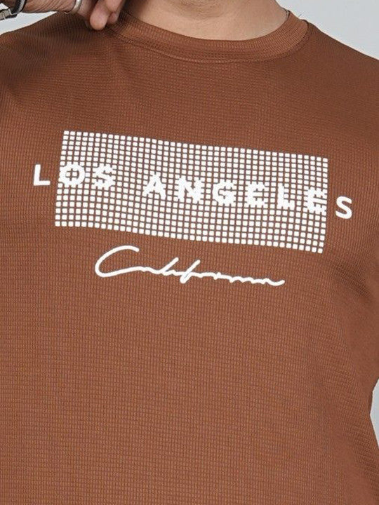 Men’s Brown Los Angeles Printed Textured T-Shirt