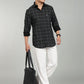 Men’s Elegant Black Checked Casual Shirt – Premium Plaid Full Sleeve Shirt