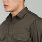 Men’s Green Utility Casual Shirt – Premium Full Sleeve Solid Shirt