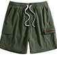 Men’s Green Ribbed Texture Shorts – Relaxed Fit Casual Cargo Style Shorts