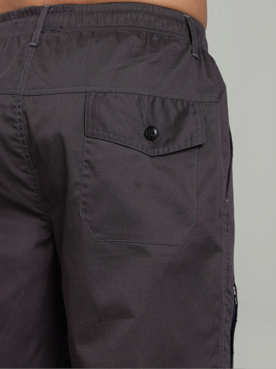 Men’s Grey Utility Capri Shorts – Relaxed Fit Casual Below Knee Shorts