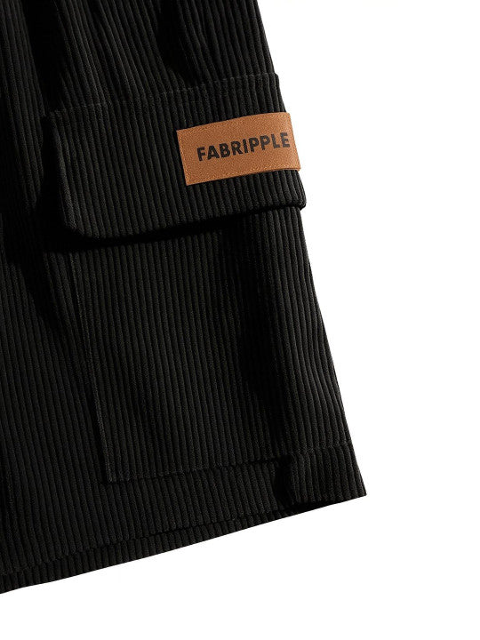 Men’s Black Ribbed Casual Shorts – Premium Textured Summer Shorts