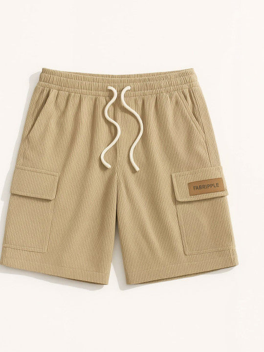 Men’s Beige Corduroy Cargo Shorts – Premium Relaxed Fit Casual Shorts