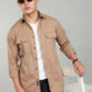 Men’s Khaki Utility Casual Shirt – Premium Full Sleeve Cotton Blend Shirt
