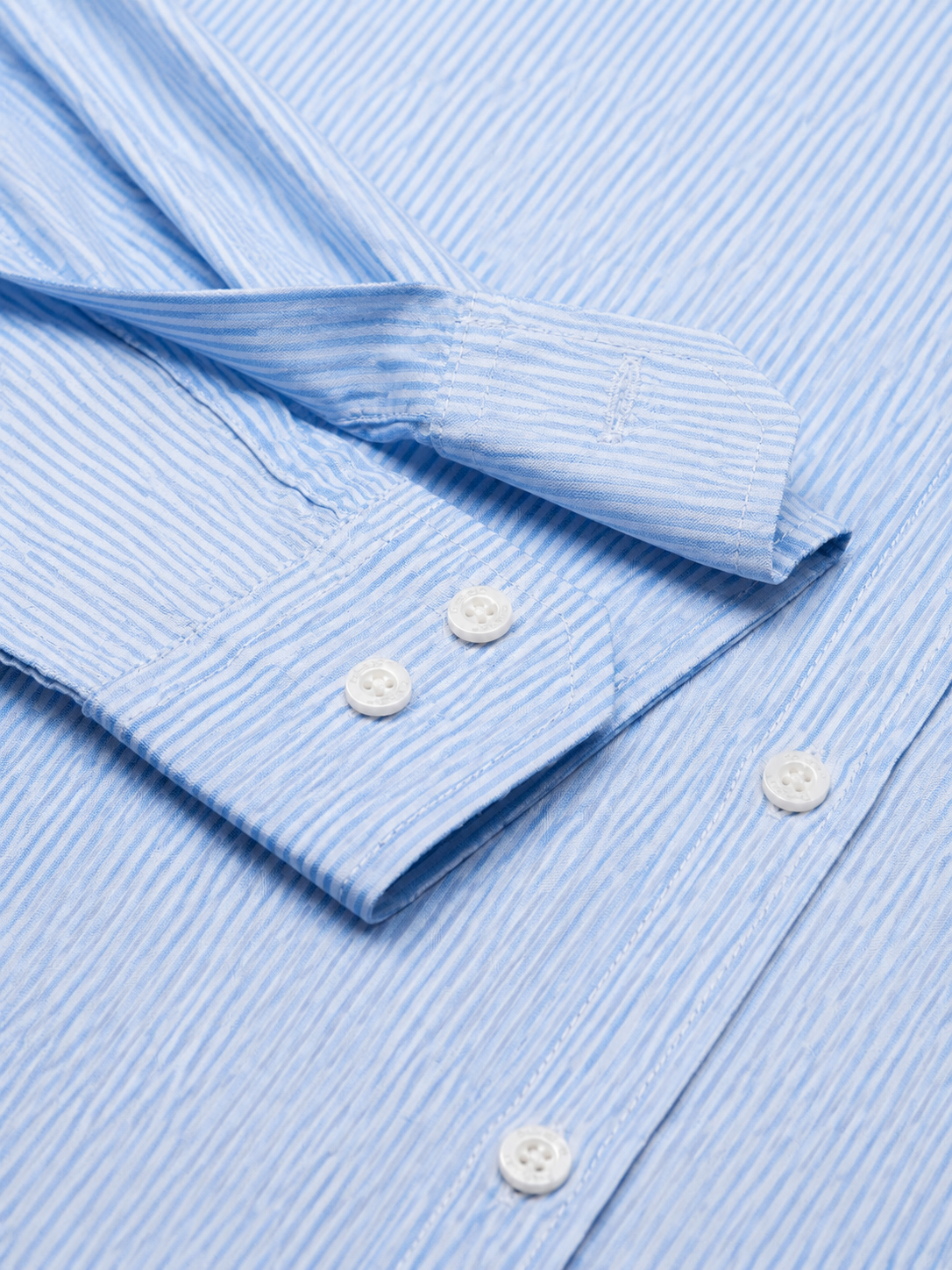 Men’s Light Blue & White Vertical Striped Full Sleeve Casual Shirt