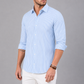 Men’s Light Blue & White Vertical Striped Full Sleeve Casual Shirt