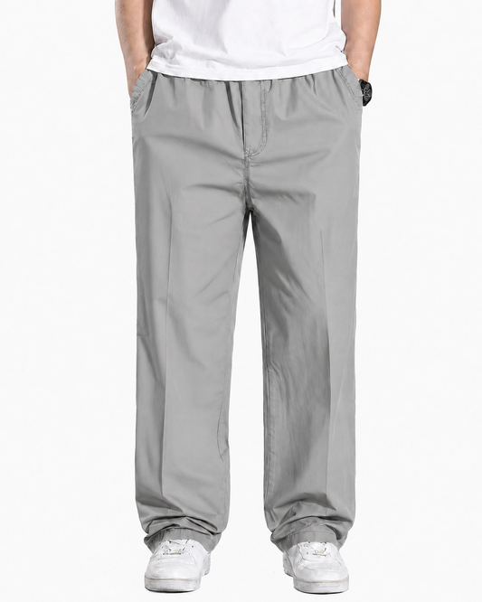 Fabripple Men's Light Grey Casual Trousers