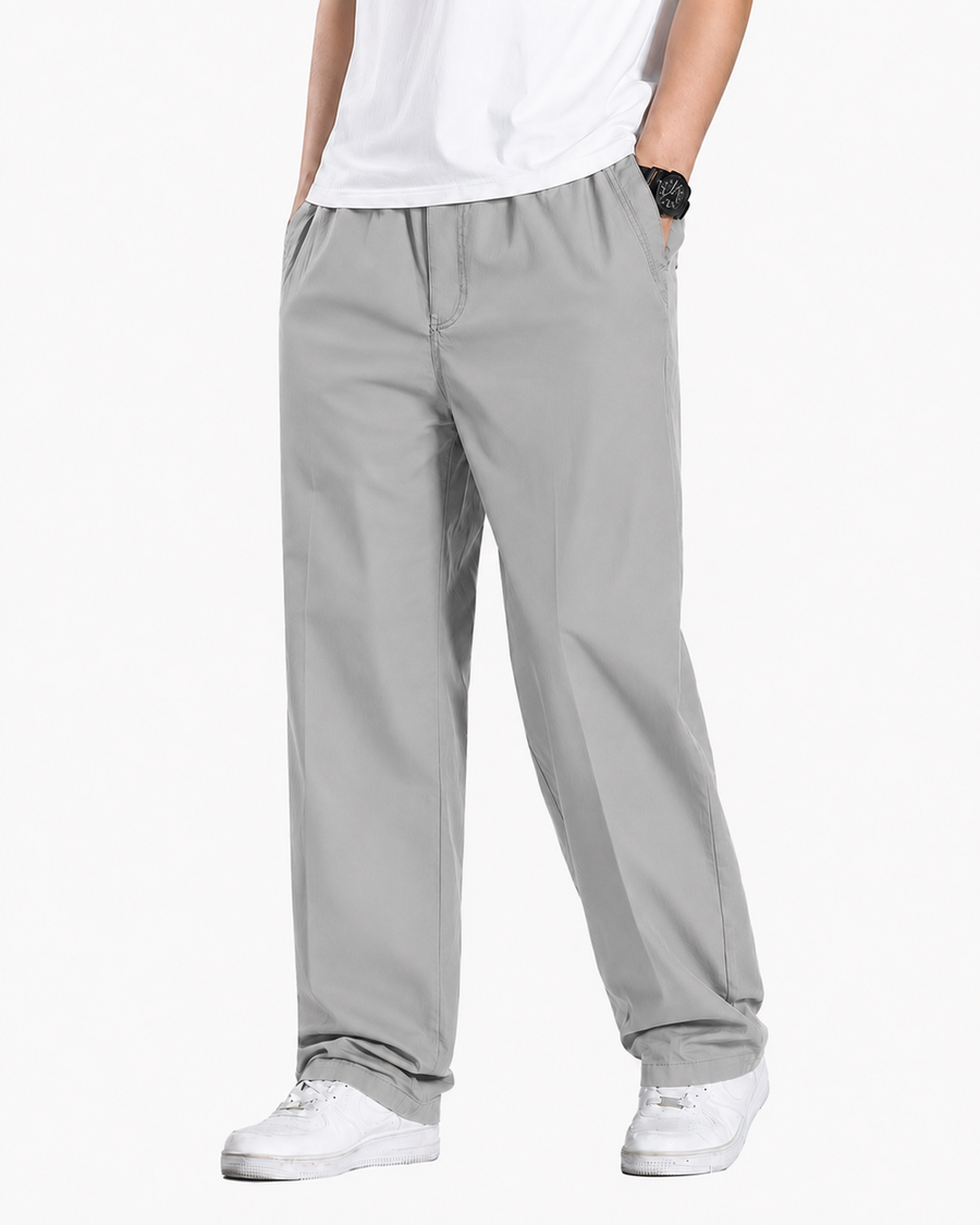 Fabripple Men's Light Grey Casual Trousers