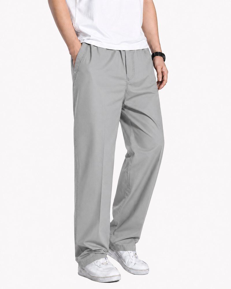 Fabripple Men's Light Grey Casual Trousers