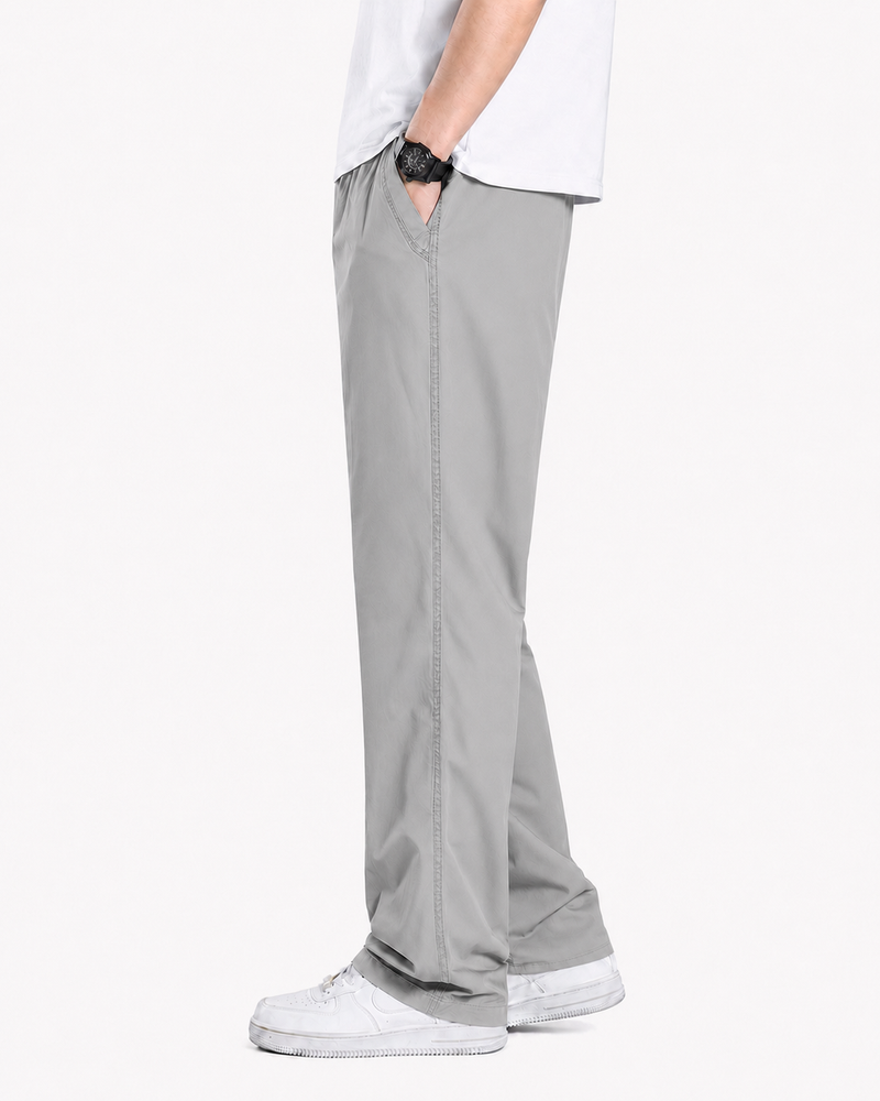 Fabripple Men's Light Grey Casual Trousers