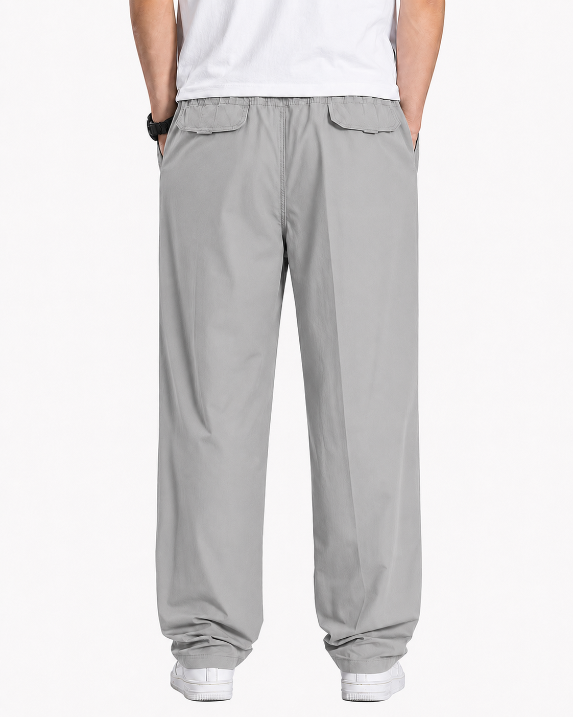 Fabripple Men's Light Grey Casual Trousers