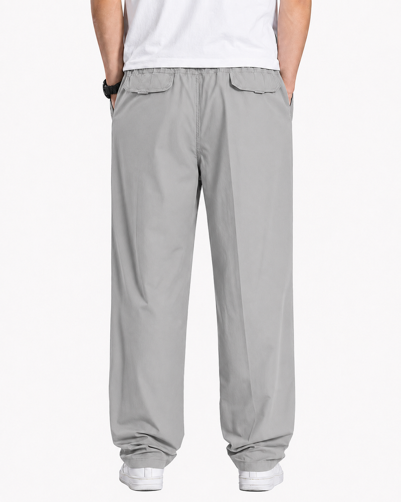 Fabripple Men's Light Grey Casual Trousers