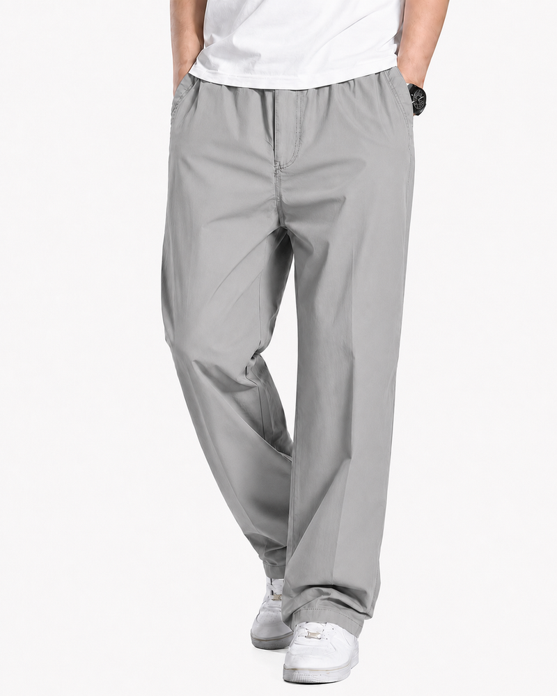 Fabripple Men's Light Grey Casual Trousers