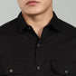 Men’s Black Utility Casual Shirt – Premium Full Sleeve Solid Shirt