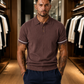 FABRIPPLE Men's Green Textured Knitted Polo T-Shirt