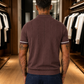 Fabripple Men's Maroon Textured Knitted Polo T-Shirt