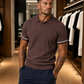 Fabripple Men's Maroon Textured Knitted Polo T-Shirt