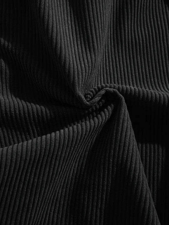 Men’s Black Ribbed Casual Shorts – Premium Textured Summer Shorts