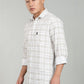 Men’s Elegant White Checked Casual Shirt – Premium Plaid Full Sleeve Shirt