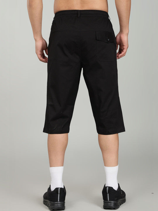 Black Utility Capri Shorts – Relaxed Fit Casual Below Knee Shorts