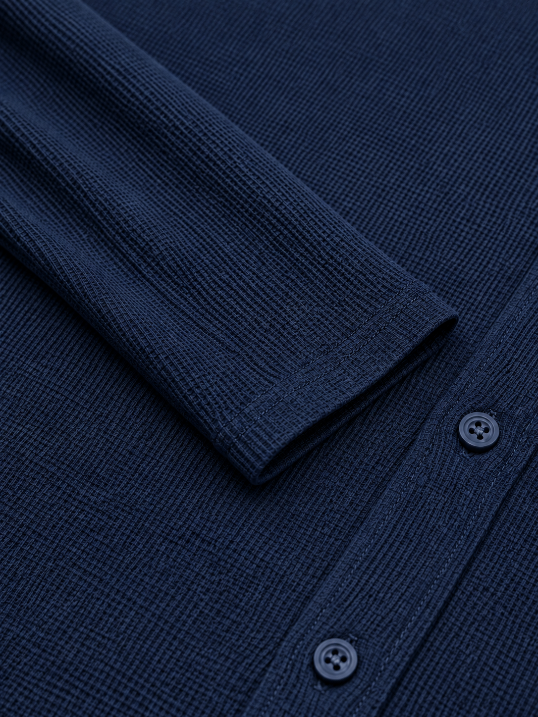 Men’s Textured Henley Full Sleeve Navy Blue T-Shirt