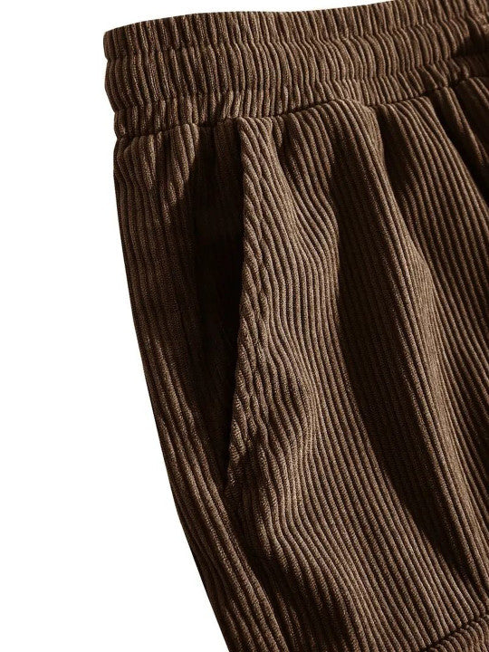 Men’s Brown Ribbed Casual Shorts – Premium Textured Summer Shorts