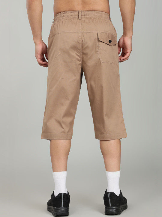Men’s Khaki Utility Capri Shorts – Relaxed Fit Casual Below Knee Shorts