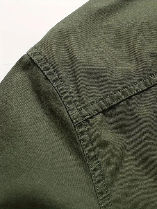 Men’s Green Utility Casual Shirt – Premium Full Sleeve Cotton Blend Shirt