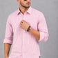 Men’s Grey & White Vertical Striped Full Sleeve Casual Shirt
