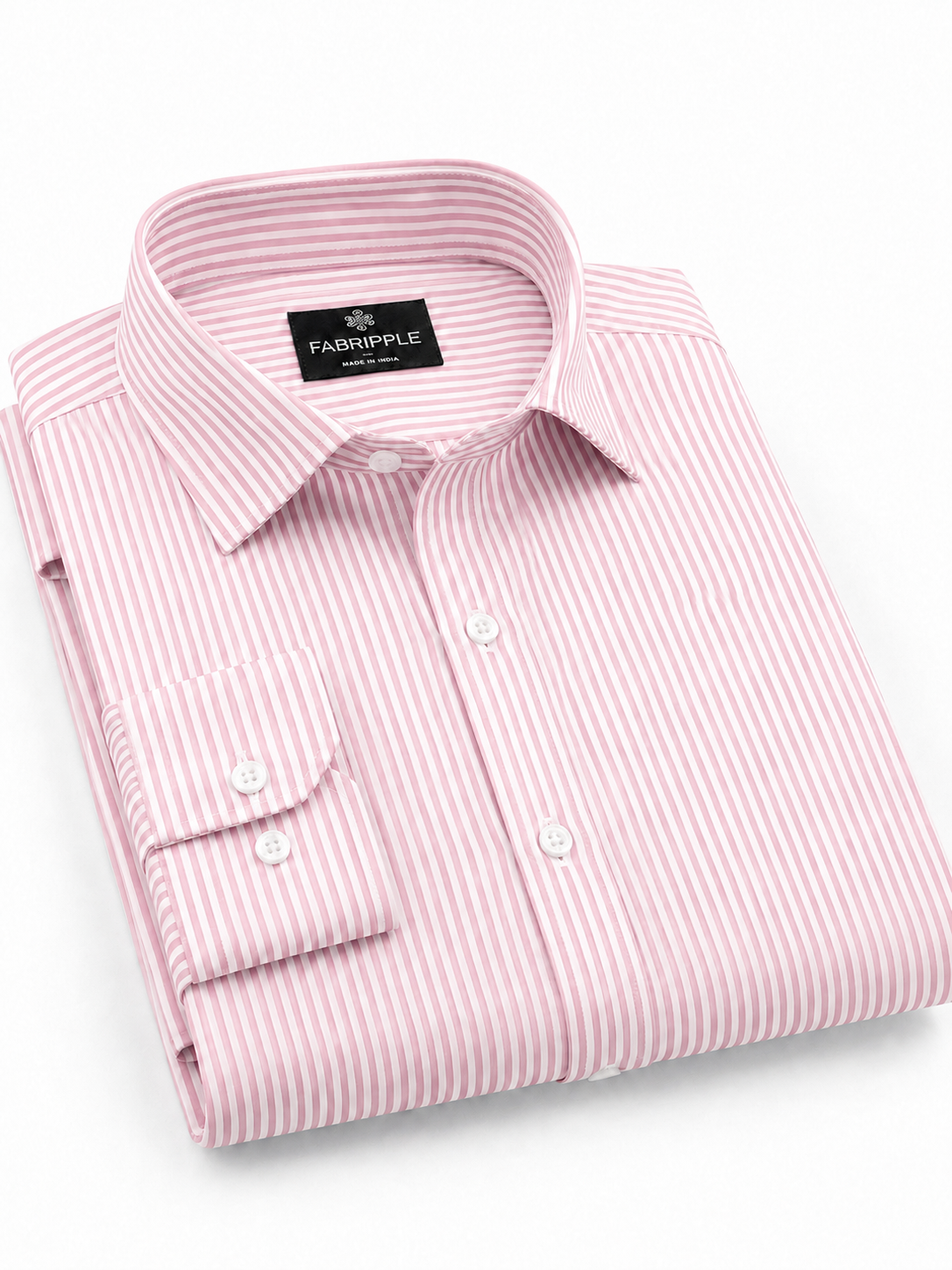Men’s Pink & White Vertical Striped Full Sleeve Casual Shirt