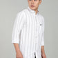 Men’s White Vertical Striped Casual Shirt – Premium Full Sleeve Stripe Shirt