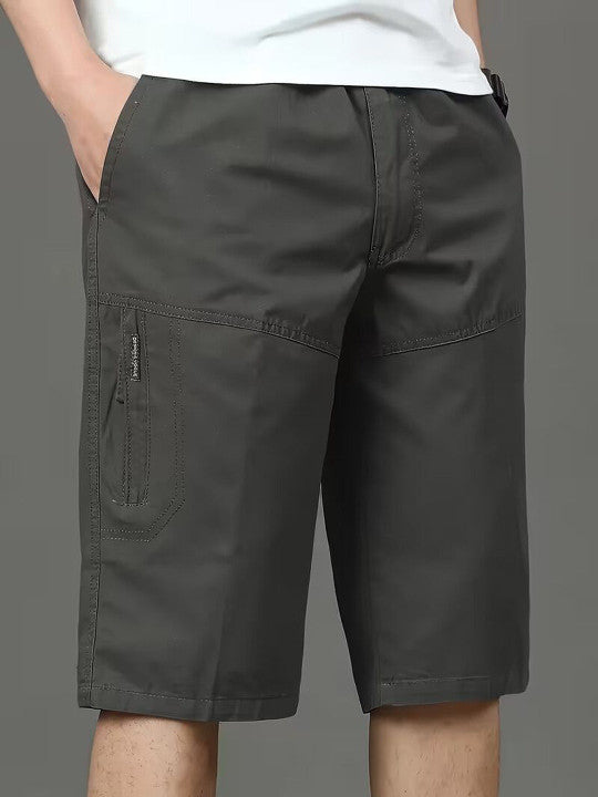 Men’s Charcoal Grey Utility Capri Shorts – Relaxed Fit Casual Below Knee Shorts