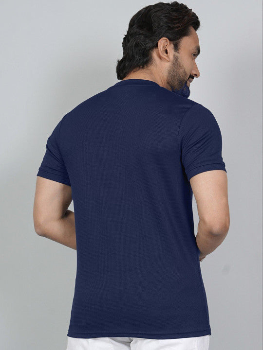 Men’s Navy Blue Los Angeles Printed Textured T-Shirt